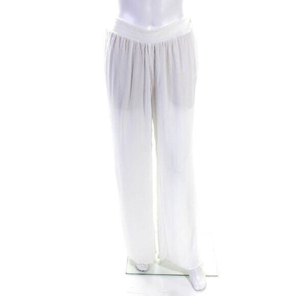 VIX Paula Hermanny Daniela White Wide Leg Beach Pants Flare Swim Cover Up Womens - Picture 1 of 8